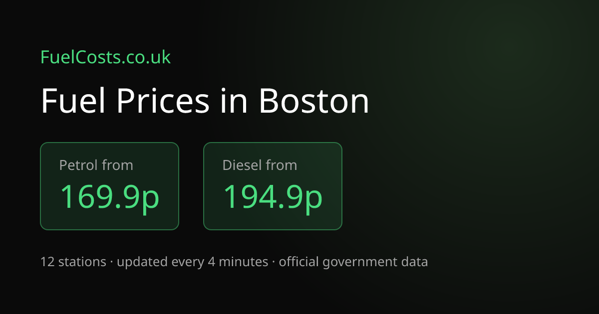 Boston Petrol from 151.9p (July 2026) | FuelCosts.co.uk